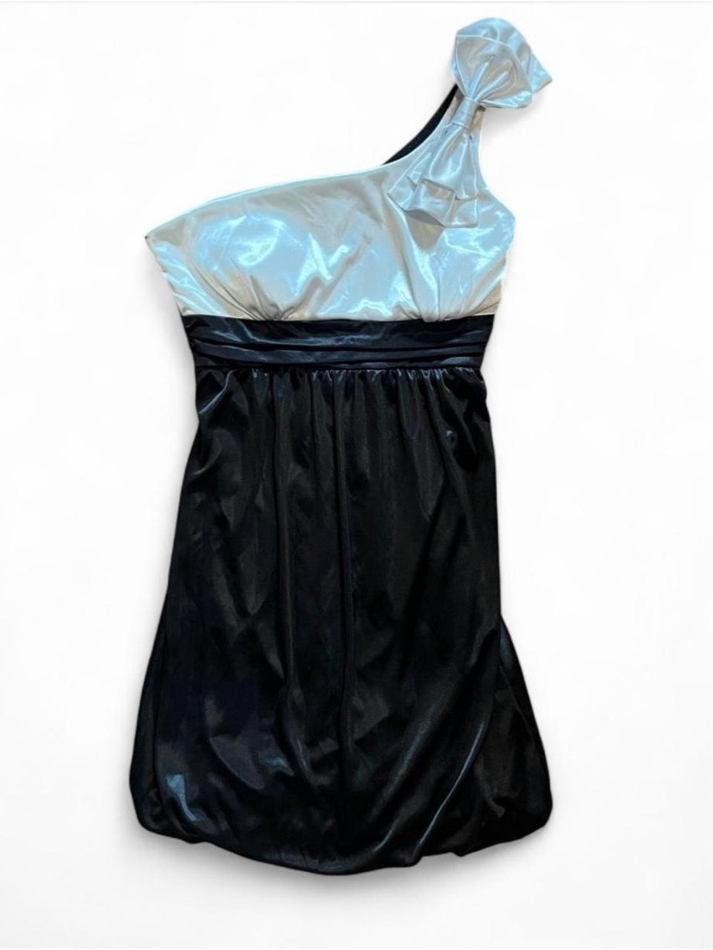 Y2K Deb One-Shoulder Black and White Cocktail Dress